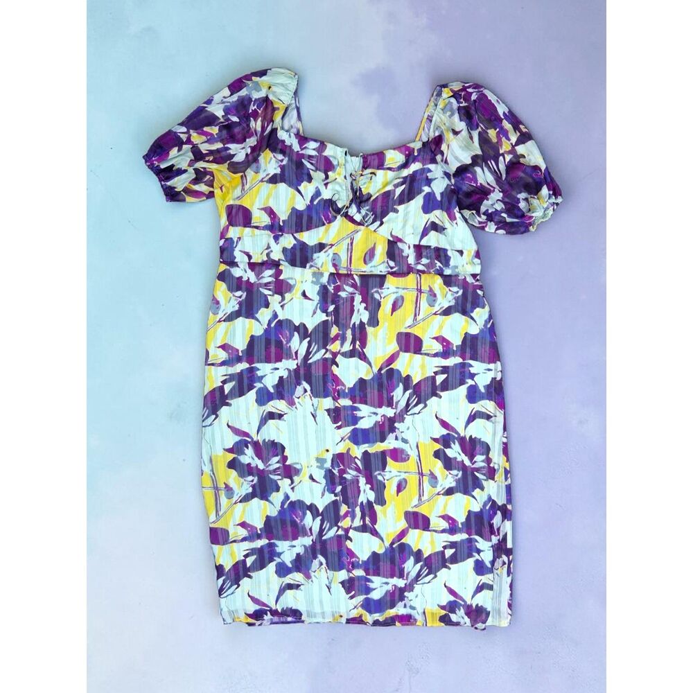 Marée Pour Toi Plus Size 4X 26/28 Abstract Floral Puff Sleeve Dress